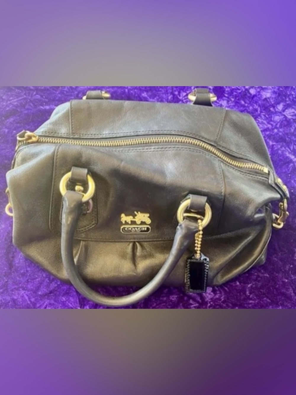 Vintage Coach Madison Sabrina Satchel Shoulder Bag Black Leather Gold Hardware - Picture 7 of 9